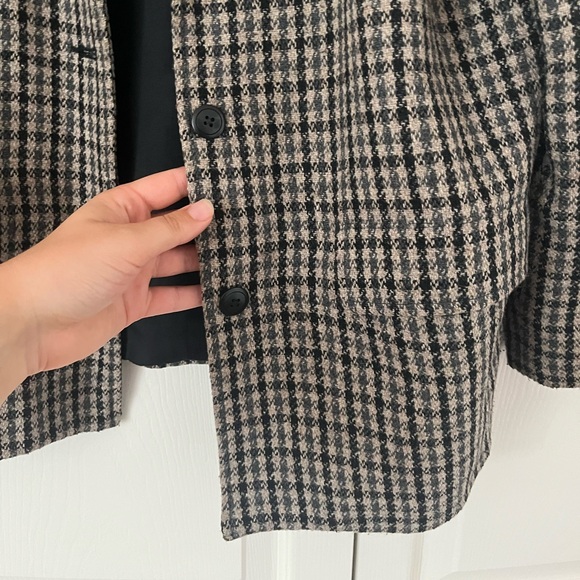 Vintage Gap Women’s Houndstooth Blazer Size Medium Brown black gray Preppy Fall - Picture 4 of 9